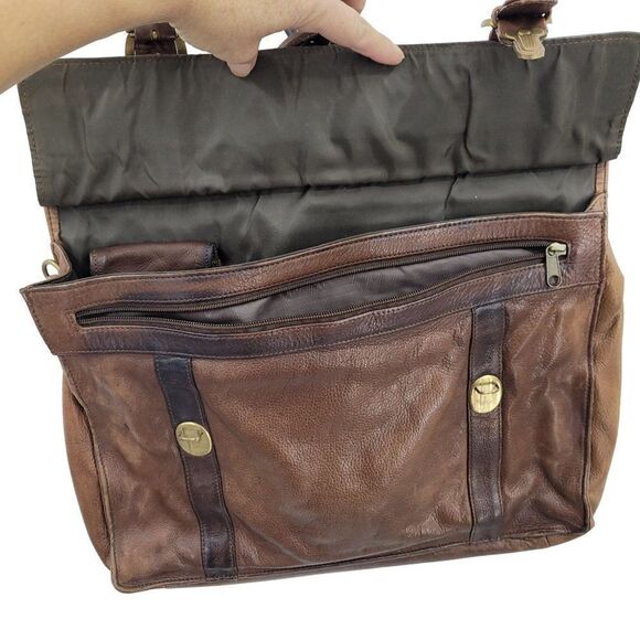 Vintage 80's Wilsons Leather Briefcase Leather Adventure Core Indian Jones Brown - Picture 7 of 16